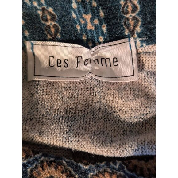 Ces Femme S/Chico Dress Patterned Print Keyhole Lace Cuff Long Sleeve Trendy - Picture 3 of 6